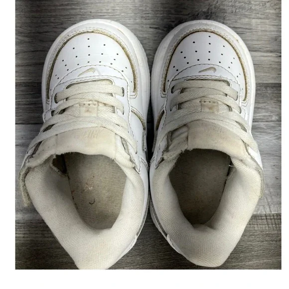 Nike Air Force 1 Low EasyOn White Leather Toddler Sneakers FN0236-111 Size 6C - Picture 5 of 7
